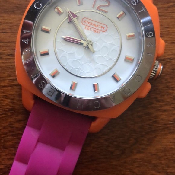 Coach Silcone Watch Pink/Orange - Picture 3 of 5